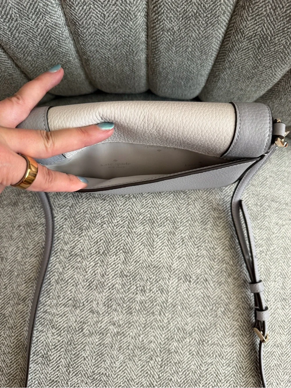 kate spade Two-Tone Gray and Cream Pebbled Leather Crossbody